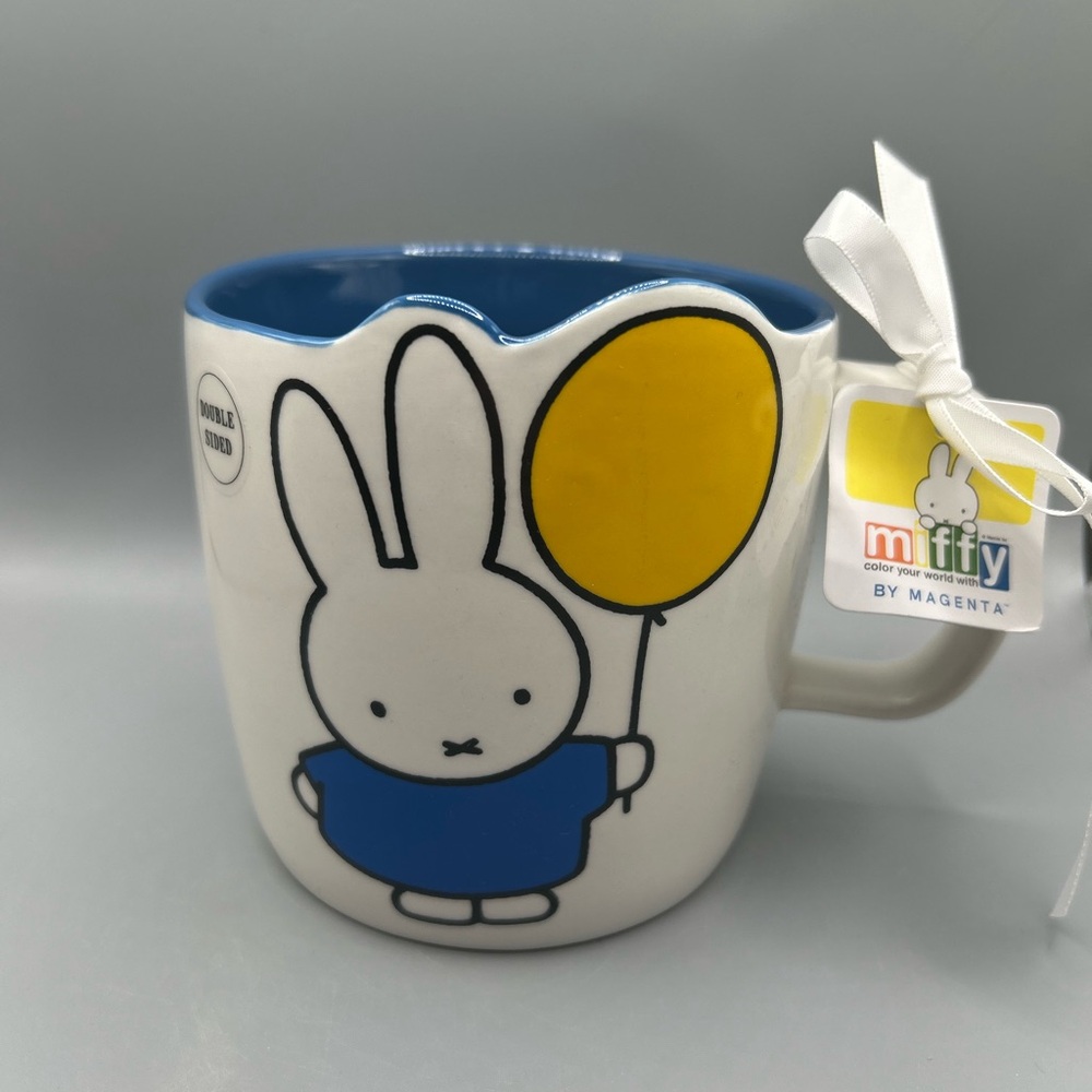 Miffy By Magenta Bunny Rabbit Double Sided Mug With Balloon Blue White NEW
